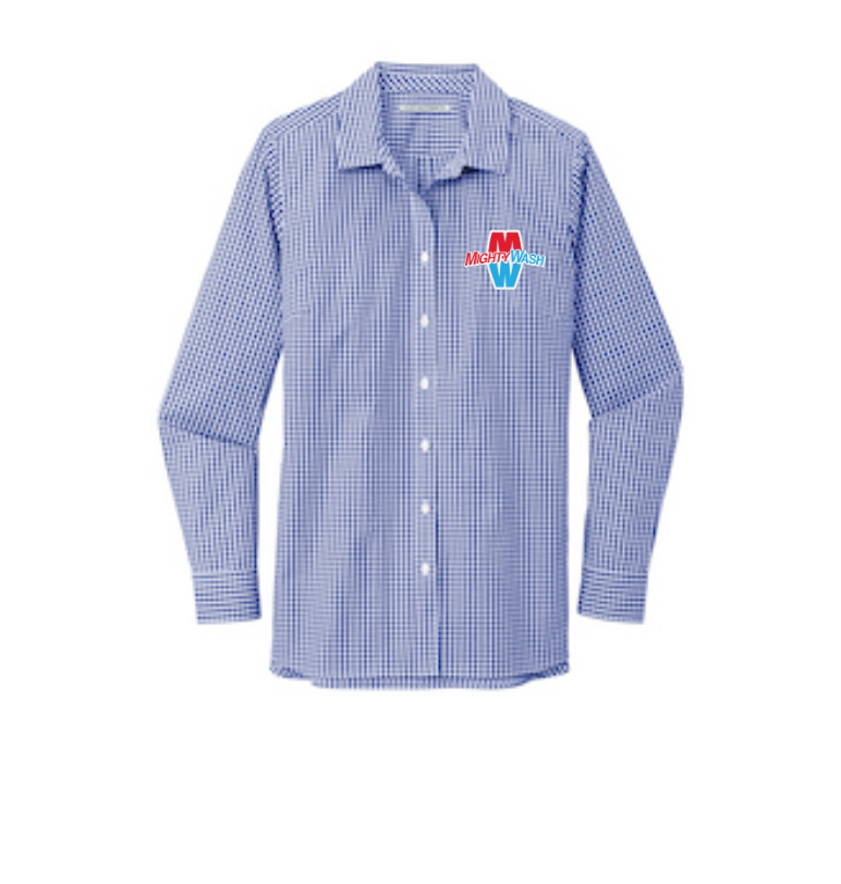 Ladies Broadcloth Gingham Easy Care Shirt