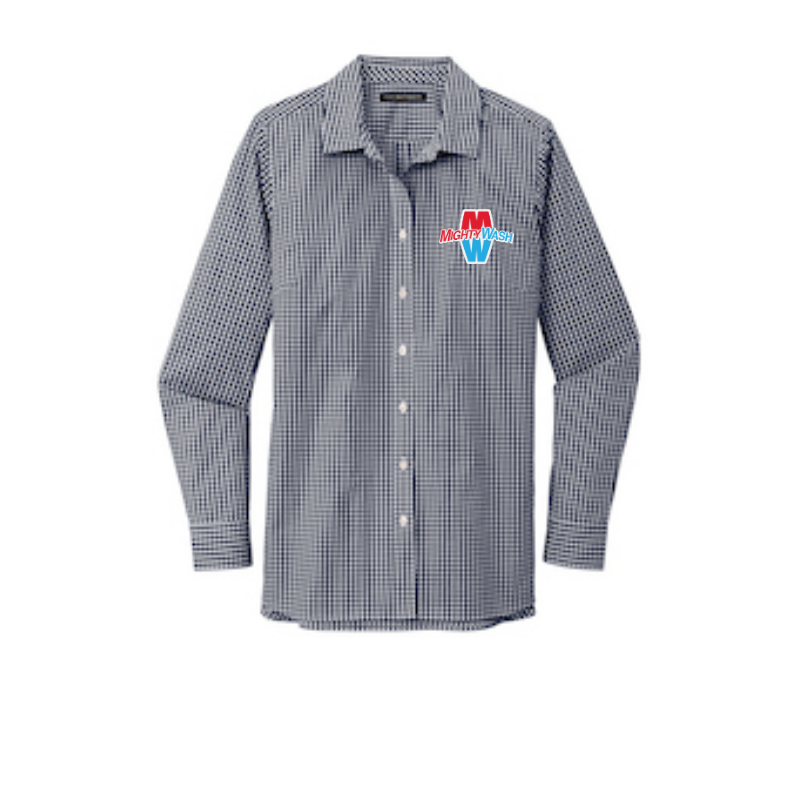 Ladies Broadcloth Gingham Easy Care Shirt