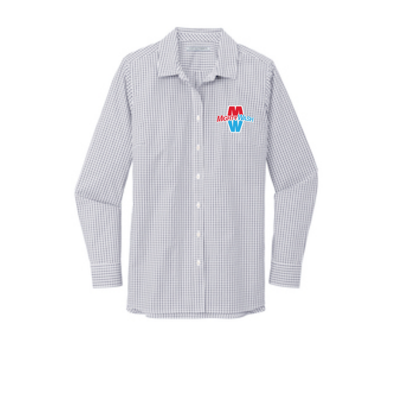 Ladies Broadcloth Gingham Easy Care Shirt