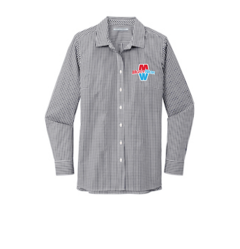 Ladies Broadcloth Gingham Easy Care Shirt