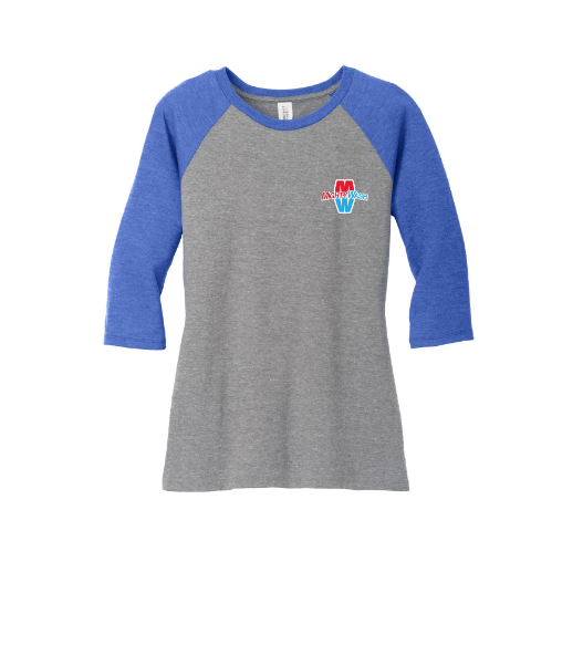 District Made Ladies Perfect Tri 3/4-Sleeve Raglan